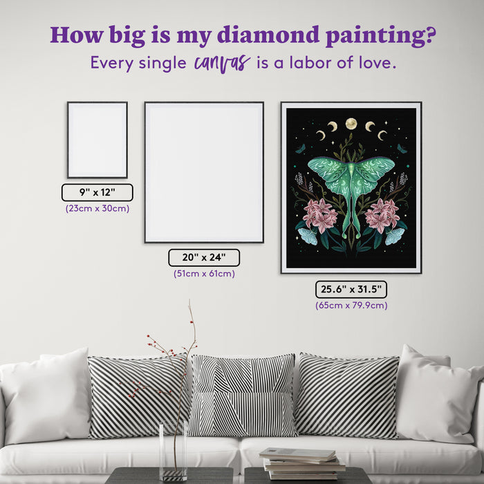 Diamond Painting Luna and Rhododendron 25.6" x 31.5" (65cm x 79.9cm) / Square with 51 Colors including 2 ABs and 2 Iridescent Diamonds and 2 Fairy Dust Diamonds / 83,781