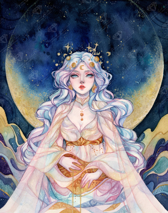 Diamond Painting Lunar Goddess 22" x 28" (55.8cm x 70.7cm) / Square with 81 Colors including 2 ABs and 1 Electro Diamond and 3 Fairy Dust Diamonds / 63,616