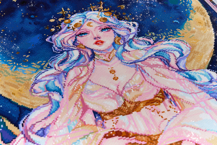 Diamond Painting Lunar Goddess 22" x 28" (55.8cm x 70.7cm) / Square with 81 Colors including 2 ABs and 1 Electro Diamond and 3 Fairy Dust Diamonds / 63,616