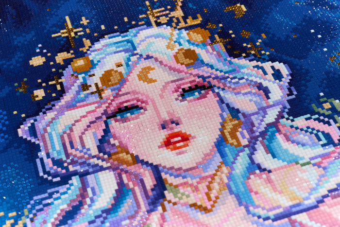 Diamond Painting Lunar Goddess 22" x 28" (55.8cm x 70.7cm) / Square with 81 Colors including 2 ABs and 1 Electro Diamond and 3 Fairy Dust Diamonds / 63,616