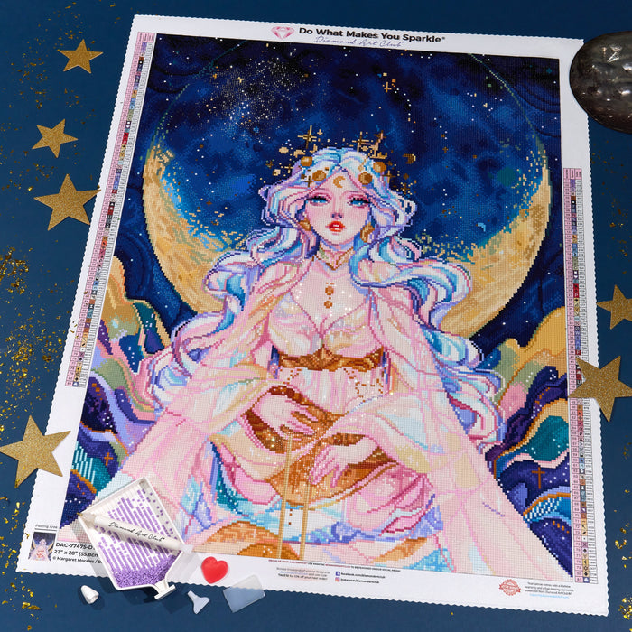 Diamond Painting Lunar Goddess 22" x 28" (55.8cm x 70.7cm) / Square with 81 Colors including 2 ABs and 1 Electro Diamond and 3 Fairy Dust Diamonds / 63,616