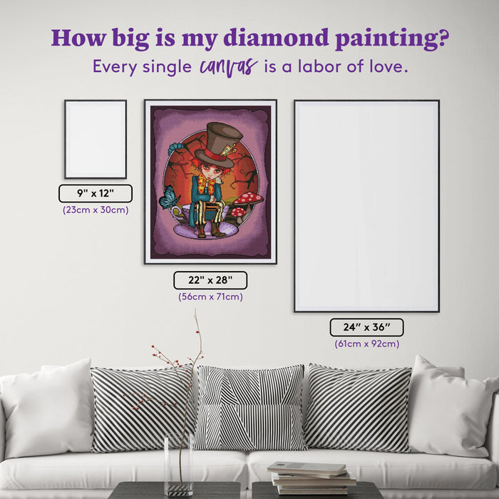 Diamond Painting Mad Hatter 22" x 28" (56cm x 71cm) / Square with 51 Colors including 4 ABs / 62,101