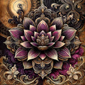 Diamond Painting Magenta Gold Lotus Mandala 27.6" x 27.6" (69.9cm x 69.9cm) / Square with 29 Colors including 2 ABs and 4 Fairy Dust Diamonds / 78,961