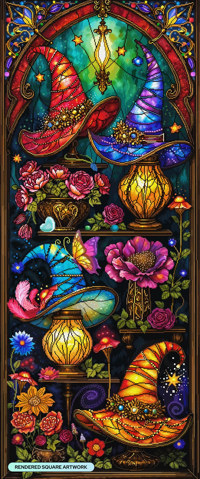 Diamond Painting Magic Hats 25.6" x 61.4" (65cm x 155.8cm) / Square With 88 Colors Including 3 ABs and 2 Special Diamonds and 9 Fairy Dust Diamonds / 163,386