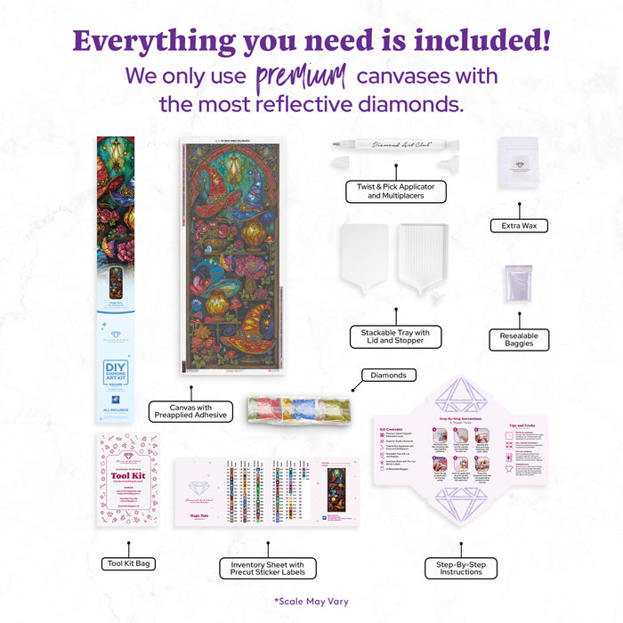 Diamond Painting Magic Hats 25.6" x 61.4" (65cm x 155.8cm) / Square With 88 Colors Including 3 ABs and 2 Special Diamonds and 9 Fairy Dust Diamonds / 163,386