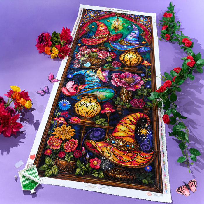 Diamond Painting Magic Hats 25.6" x 61.4" (65cm x 155.8cm) / Square With 88 Colors Including 3 ABs and 2 Special Diamonds and 9 Fairy Dust Diamonds / 163,386