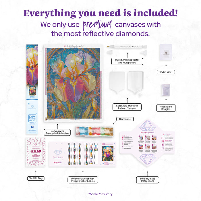 Diamond Painting Majestic Iris 25.6" x 34.3" (65cm x 86.9cm) / Square With 89 Colors Including 3 ABs and 4 Fairy Dust Diamonds / 91,089