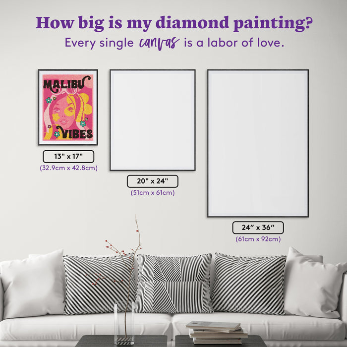 Diamond Painting Malibu Vibes 13" x 17" (32.9cm x 42.8cm) / Square with 14 Colors including 2 Fairy Dust Diamonds and 1 Iridescent Diamond / 22,704