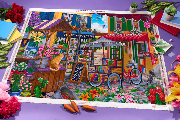 Diamond Painting Market Corner 37.4" x 27.6" (94.8cm x 69.9cm) / Square with 93 Colors including 3 ABs and 3 Fairy Dust Diamonds / 107,061