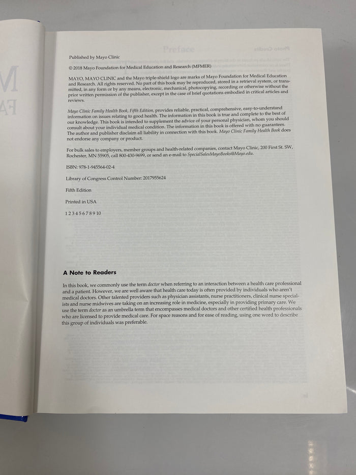 Mayo Clinic Family Health Book Litin/Nanda 5th Ed. 2018 HC