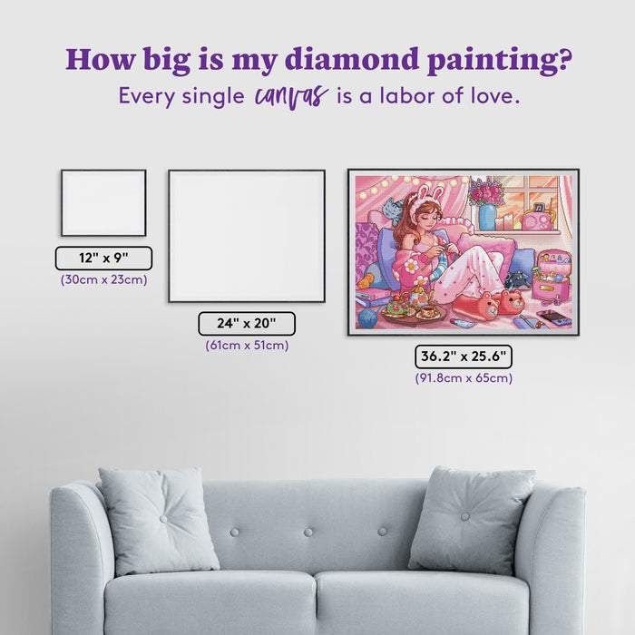 Diamond Painting Me Time 36.2" x 25.6" (91.8cm x 65cm) / Square with 99 Colors including 3 ABs and 1 Electro Diamond and 3 Fairy Dust Diamonds / 96,309