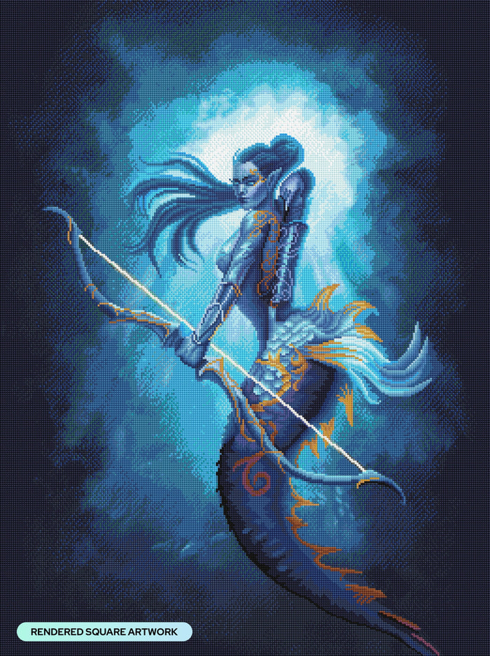 Diamond Painting Mermaid Archer 25.6" x 34.3" (65cm x 87cm) / Square With 52 Colors Including 3 ABs and 2 Fairy Dust Diamonds / 91,089