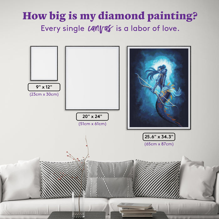 Diamond Painting Mermaid Archer 25.6" x 34.3" (65cm x 87cm) / Square With 52 Colors Including 3 ABs and 2 Fairy Dust Diamonds / 91,089