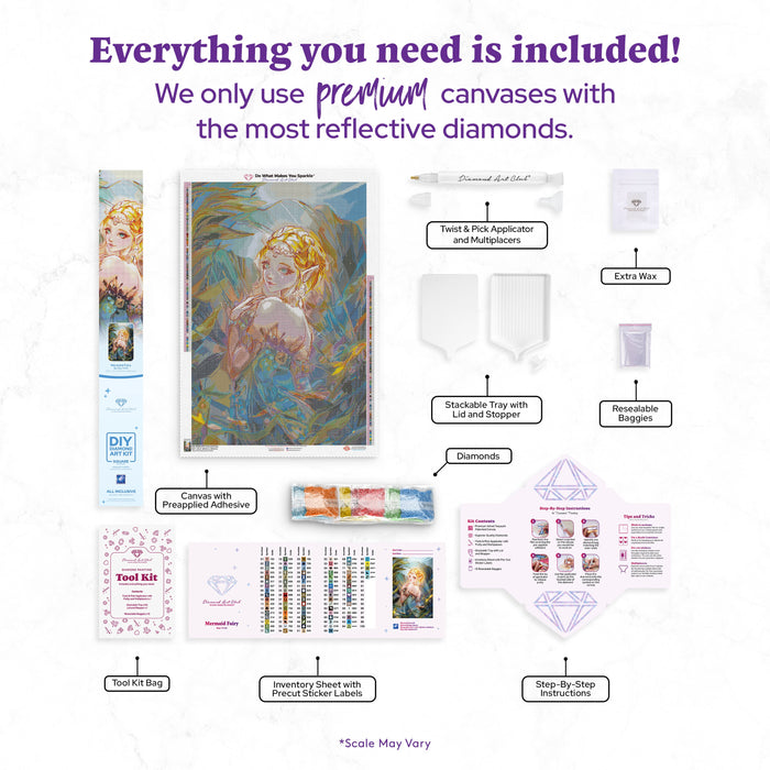 Diamond Painting Mermaid Fairy 23.6" x 35.4" (60cm x 89.9cm) / Square with 89 Colors including 3 ABs and 4 Fairy Dust Diamonds / 87,001