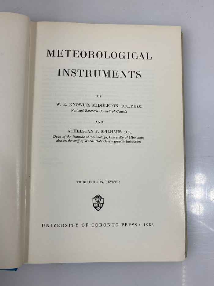 Meteorological instruments by Middleton/Sphilhaus 1953 3rd Ed. HCDJ