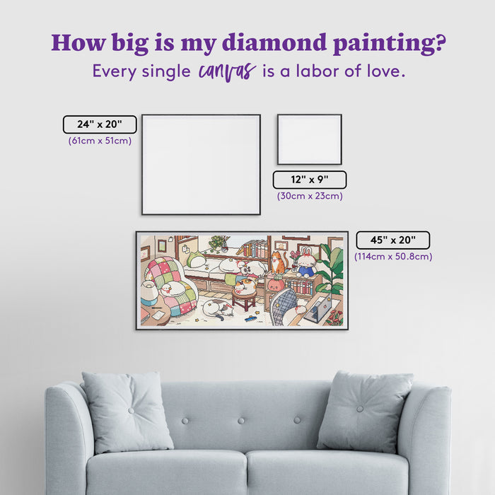 Diamond Painting Midday Naps 45" x 20" (114cm x 50.8cm) / Square With 87 Colors Including 3 ABs and 3 Fairy Dust Diamonds / 93,432