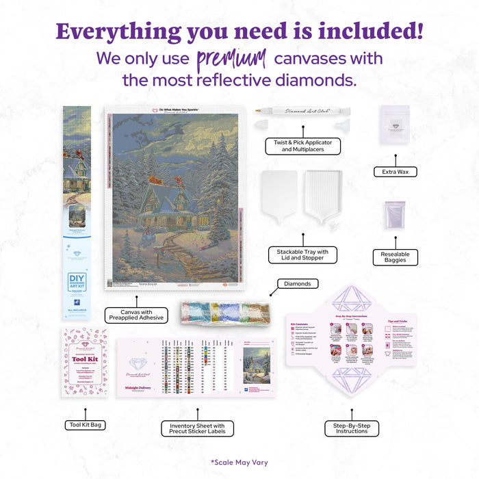 Diamond Painting Midnight Delivery 25.6" x 34.3" (65cm x 86.9cm) / Square With 58 Colors Including 3 ABs and 3 Iridescent Diamonds and 3 Fairy Dust Diamonds / 91,089