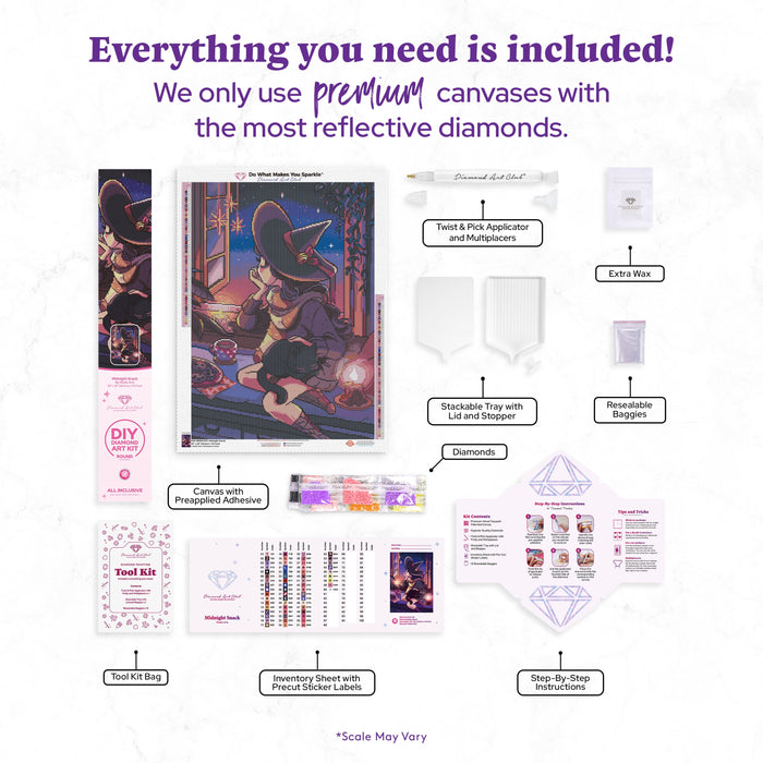 Diamond Painting Midnight Snack 20" x 28" (50.6cm x 70.7cm) / Round with 60 Colors including 2 ABs and 3 Fairy Dust Diamonds / 47,288