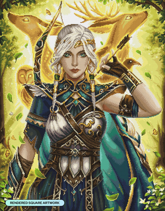 Diamond Painting Mielikki - Lady of the Forest 25.6" x 32.7" (65cm x 82.9cm) / Square with 60 Colors including 1 Electro Diamond and 5 Fairy Dust Diamonds / 86,913