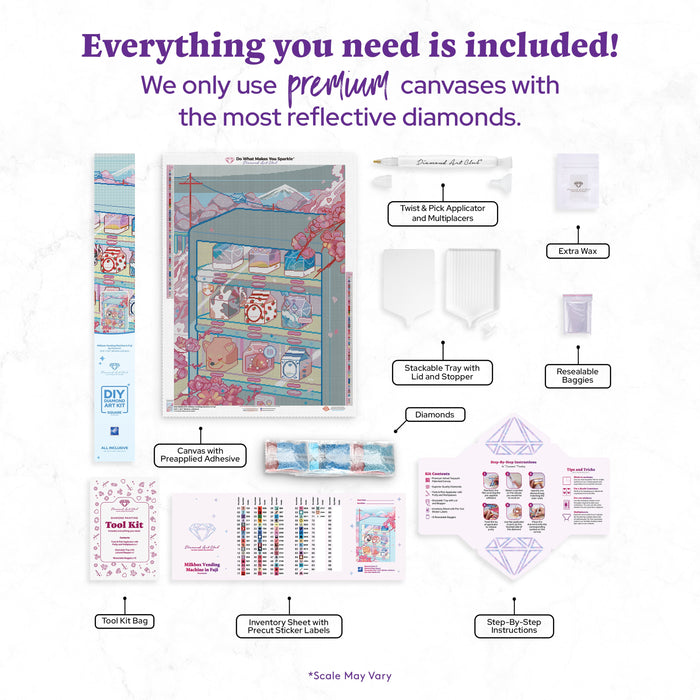 Diamond Painting Milkbox Vending Machine in Fuji 23.6" x 33.1" (60cm x 83.9cm) / Square with 71 Colors including 3 ABs and 4 Fairy Dust Diamonds / 81,217