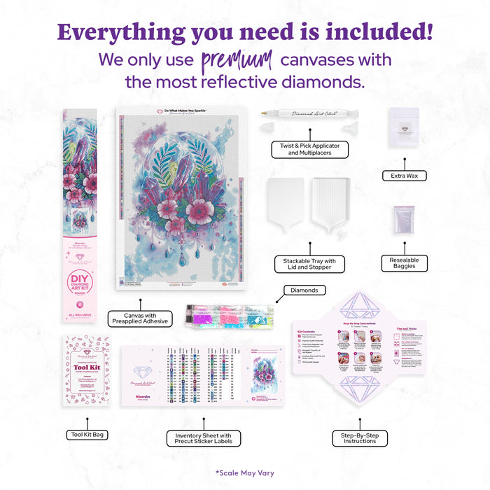 Diamond Painting Mineralys 22" x 32" (55.6cm x 80.9cm) / Round with 77 Colors including 2 ABs and 1 Iridescent Diamond and 4 Fairy Dust Diamonds / 59,388