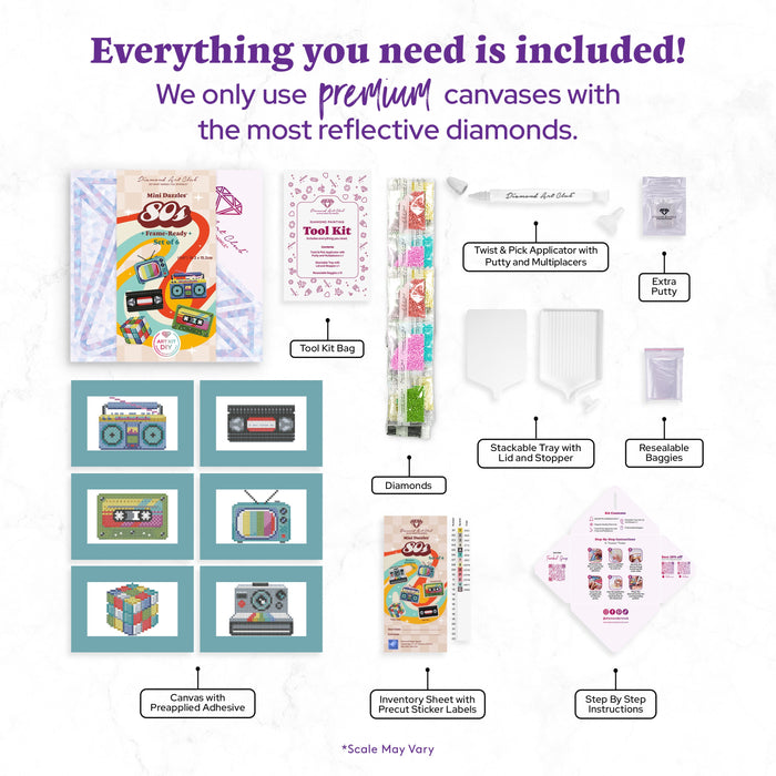 Diamond Painting Mini Dazzles™ - 80s 4" x 6" (10.2cm x 15.2cm) / Square With 21 Colors Including 21 Fairy Dust Diamonds / 5,110