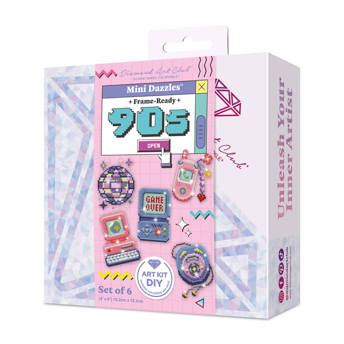 Diamond Painting Mini Dazzles™ - 90s 4" x 6" (10.2cm x 15.2cm) / Square With 25 Colors Including 1 AB and 1 Electro Diamond and 1 Iridescent Diamond and 1 Frosted Diamond and 21 Fairy Dust Diamonds / 4,629