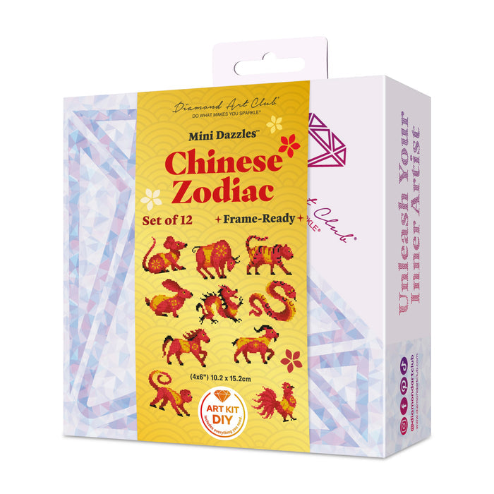 Diamond Painting Mini Dazzles™ - Chinese Zodiac 4" x 6" (10.2cm x 15.2cm) / Square With 8 Colors Including 1 AB and 7 Fairy Dust Diamonds / 7,414