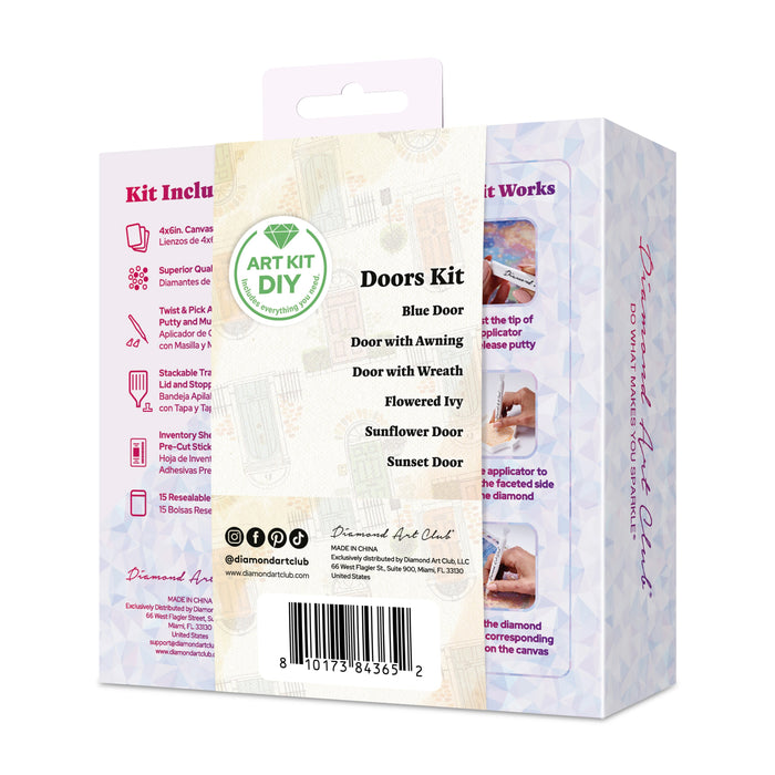 Diamond Painting Mini Dazzles™ - Doors 4" x 6" (10.2cm x 15.2cm) / Square With 35 Colors Including 1 AB and 1 Frosted Diamond and 33 Fairy Dust Diamonds / 7,200