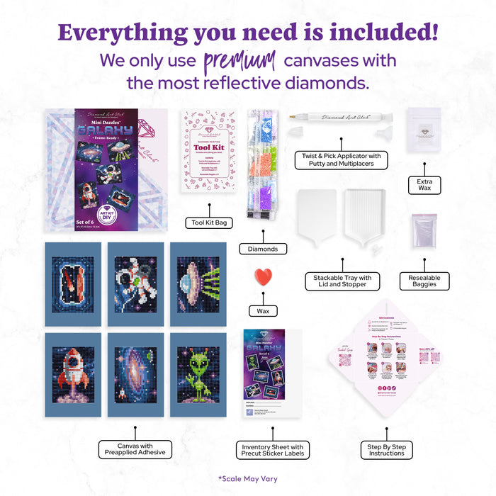 Diamond Painting Mini Dazzles™ - Galaxy 4" x 6" (10.2cm x 15.2cm) / Square With 25 Colors Including 1 Frosted Diamond and 24 Fairy Dust Diamonds / 7,200