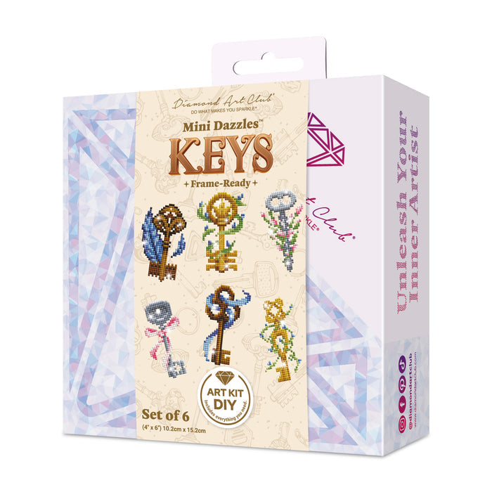 Diamond Painting Mini Dazzles™ - Keys 4" x 6" (10.2cm x 15.2cm) / Square With 21 Colors Including 2 ABs and 2 Electro Diamond and 17 Fairy Dust Diamonds / 2,641