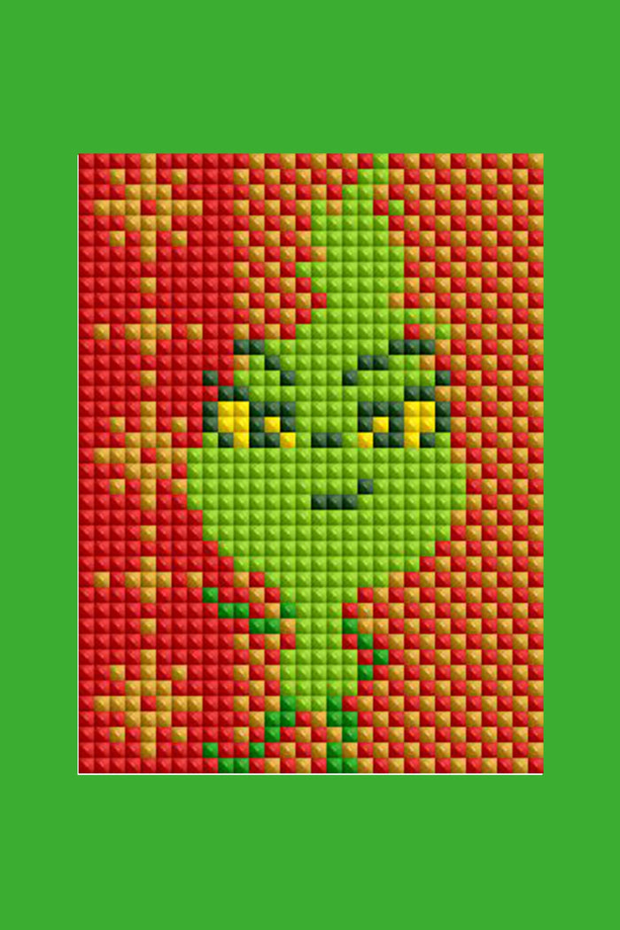 Diamond Painting Mini Dazzles™ - Grinch 4" x 6" (10.2cm x 15.2cm) / Square With 16 Colors Including 3 ABs and 1 Electro Diamond and 12 Fairy Dust Diamonds / 5,771
