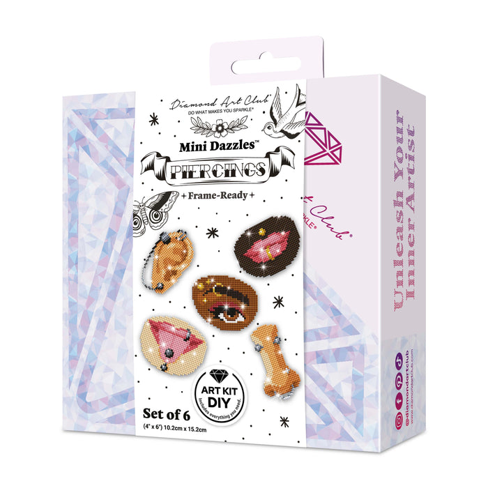 Diamond Painting Mini Dazzles™ - Piercings 4" x 6" (10.2cm x 15.2cm) / Square With 21 Colors Including 2 Electro Diamond and 19 Fairy Dust Diamonds / 4,473
