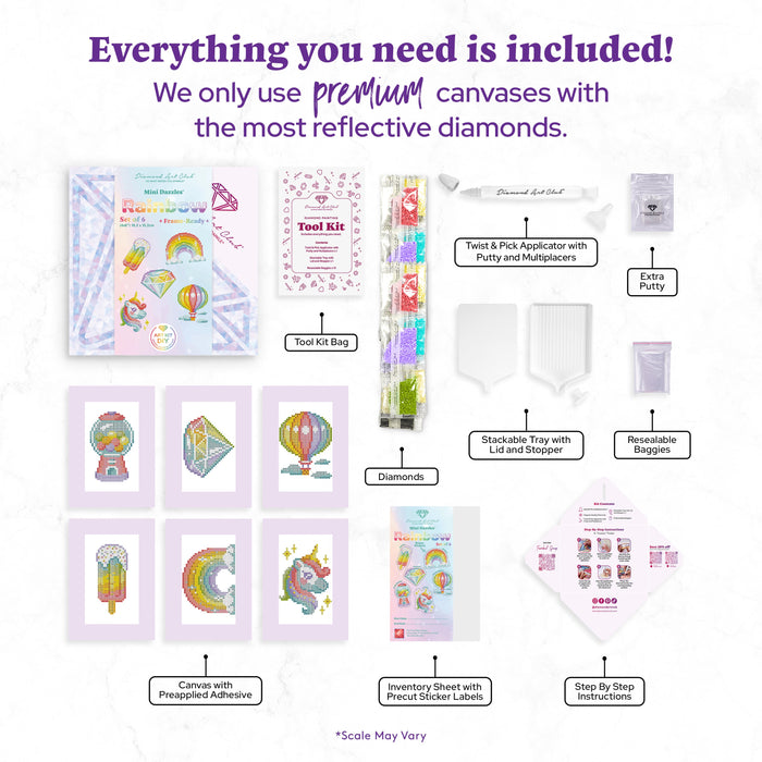 Diamond Painting Mini Dazzles™ - Rainbow 4" x 6" (10.2cm x 15.2cm) / Square With 19 Colors Including 1 AB and 18 Fairy Dust Diamonds / 4,217