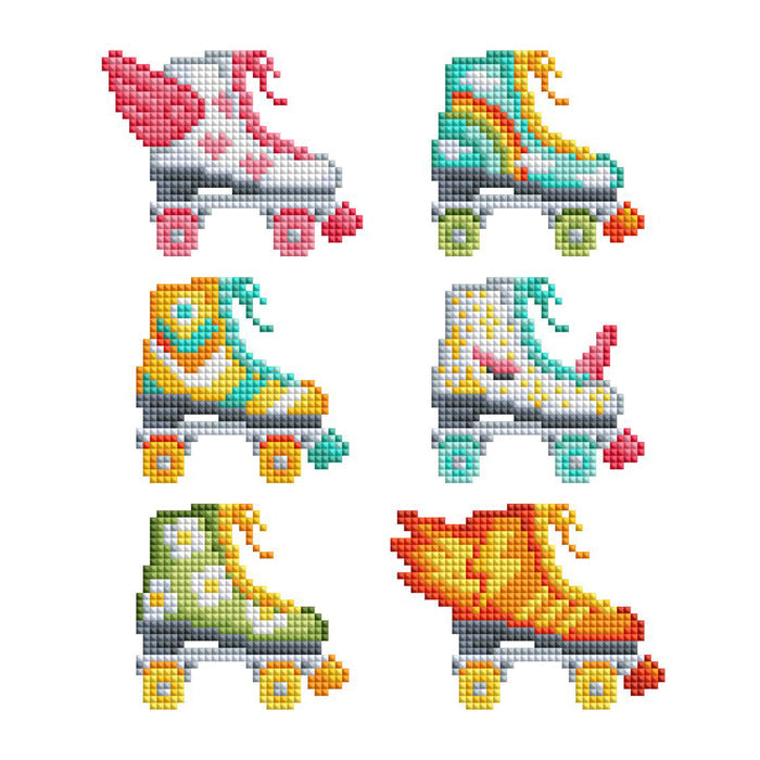 Diamond Painting Mini Dazzles™ - Roller Skates 4" x 6" (10.2cm x 15.2cm) / Square With 19 Colors Including 1 AB and 18 Fairy Dust Diamonds / 3,555