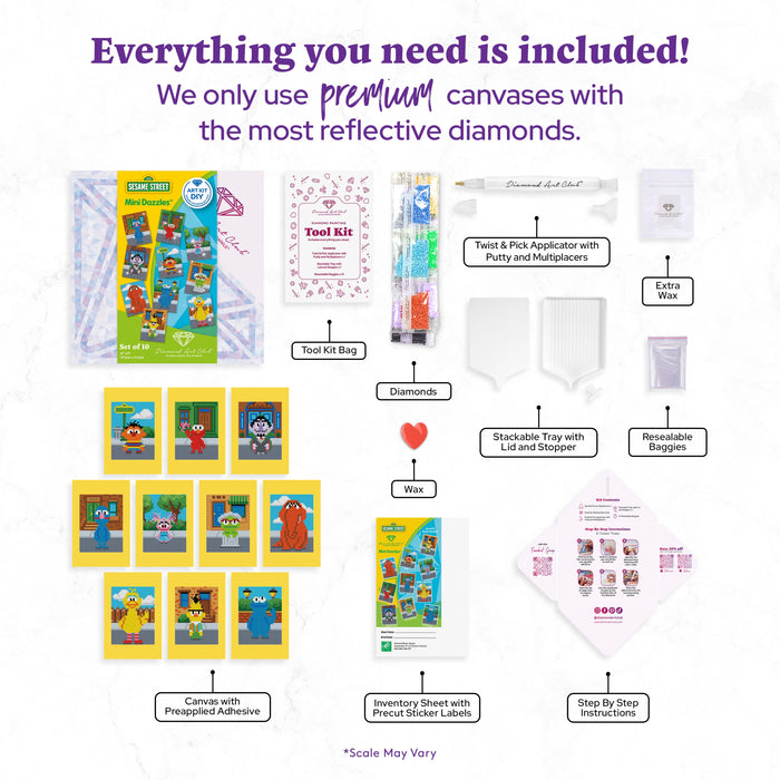 Diamond Painting Mini Dazzles™ - Sesame Street® 4" x 6" (10.2cm x 15.2cm) / Square With 28 Colors Including 1 AB and 27 Fairy Dust Diamonds / 12,000