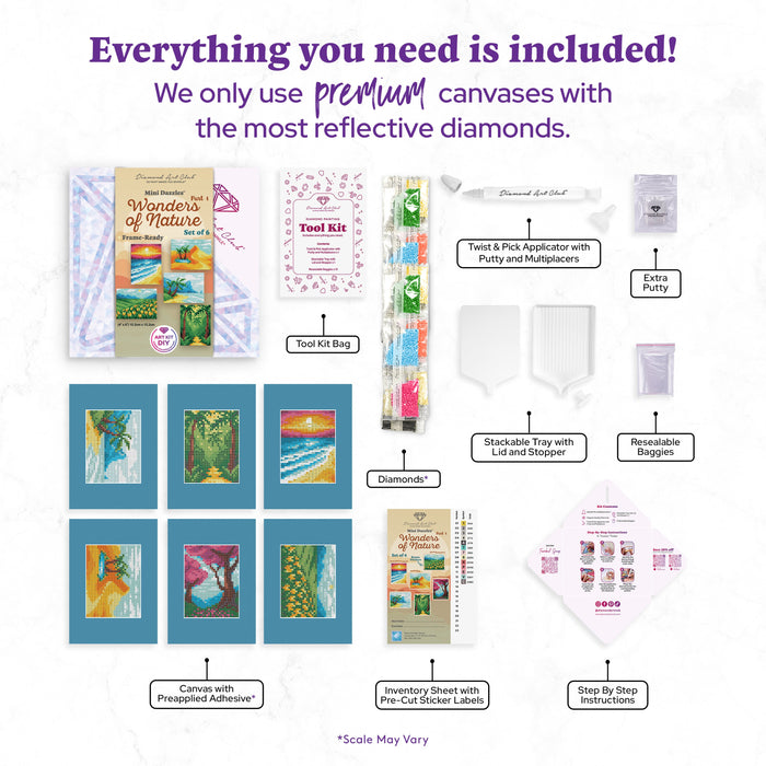 Diamond Painting Mini Dazzles™ - Wonders of Nature Part 1 4" x 6" (10.2cm x 15.2cm) / Square With 23 Colors Including 2 ABs and 21 Fairy Dust Diamonds / 7,200