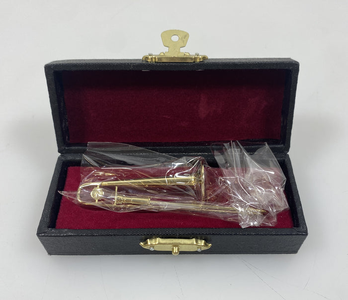 Miniature Gold Brass Trombone With Case