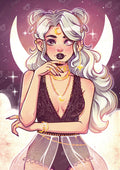 Diamond Painting Moon Girl 22" x 31" (55.6cm x 78.7cm) / Round With 46 Colors Including 1 AB and 1 Iridescent Diamond and 1 Frosted Diamond and 2 Fairy Dust Diamonds / 57,772