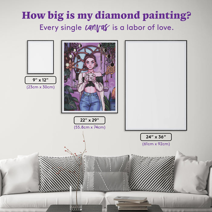 Diamond Painting Moon Girlfriend 22" x 29" (55.8cm x 74cm) / Round With 65 Colors Including 4 ABs, 1 Electro Diamonds, and 1 Fairy Dust Diamonds / 52,536
