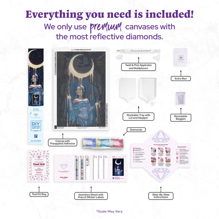 Diamond Painting Moon Magic 22" x 34" (55.8cm x 86cm) / Square with 40 Colors including 1 AB and 2 Iridescent Diamonds and 1 Fairy Dust Diamond / 77,280