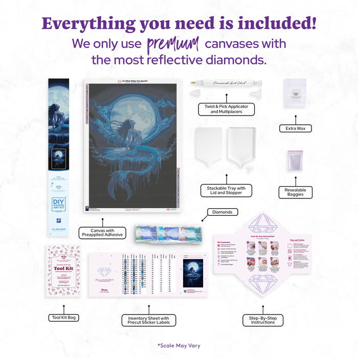 Diamond Painting Moon 27.6" x 39" (69.9cm x 98.8cm) / Square with 48 Colors including 2 ABs and 2 Fairy Dust Diamonds / 111,557