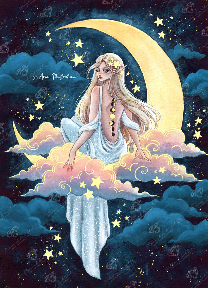 Diamond Painting Moonlight Nymph 25.6" x 35.4" (65cm x 89.9cm) / Square with 56 Colors including 2 ABs and 2 Fairy Dust Diamonds / 94,221