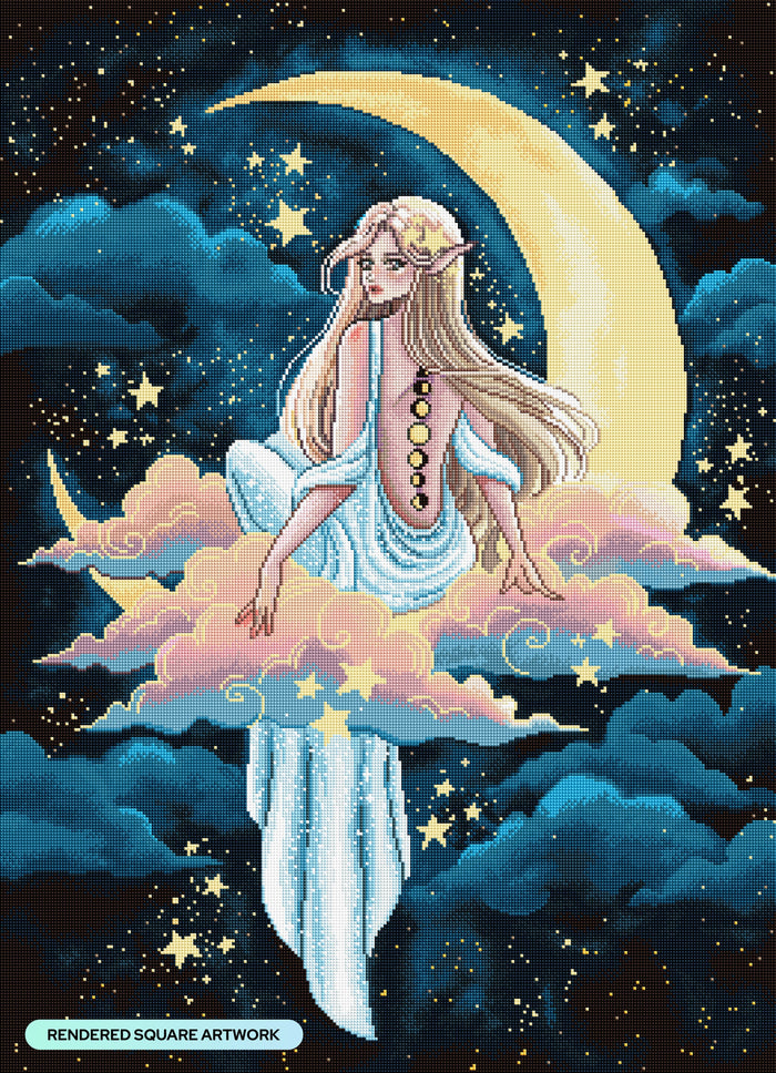 Diamond Painting Moonlight Nymph 25.6" x 35.4" (65cm x 89.9cm) / Square with 56 Colors including 2 ABs and 2 Fairy Dust Diamonds / 94,221