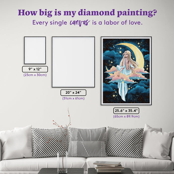 Diamond Painting Moonlight Nymph 25.6" x 35.4" (65cm x 89.9cm) / Square with 56 Colors including 2 ABs and 2 Fairy Dust Diamonds / 94,221