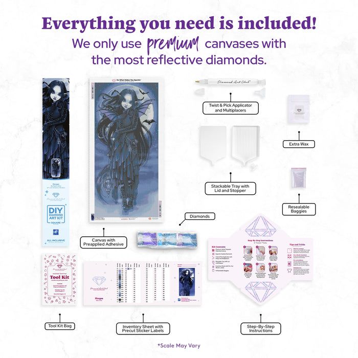Diamond Painting Morgan 20" x 42" (50.8cm x 106.8cm) / Square with 18 Colors including 1 ABs and 1 Electro Diamonds and 1 Glow in the Dark Diamonds and 1 Fairy Dust Diamonds / 87,516