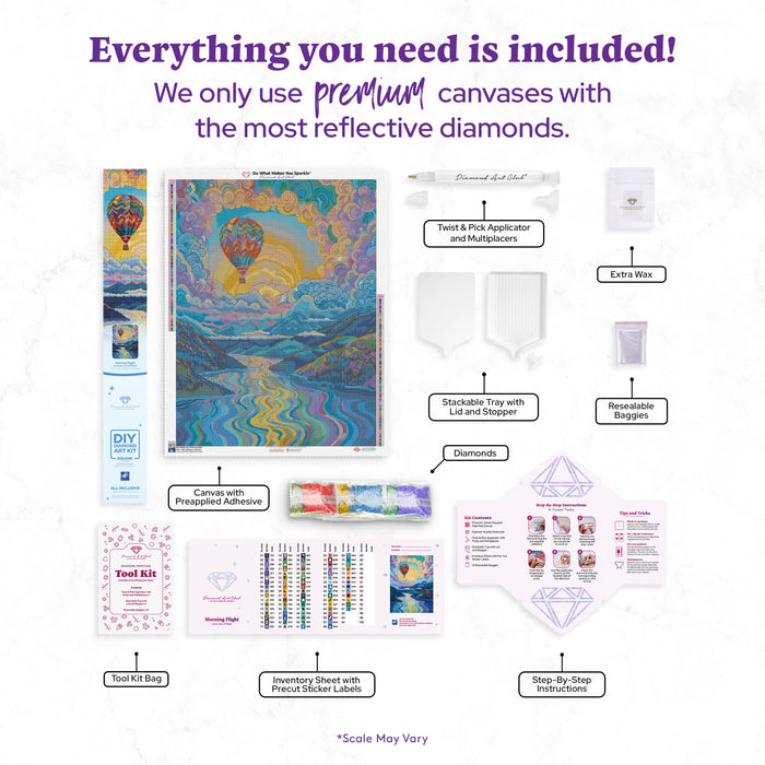 Diamond Painting Morning Flight 27.6" x 36.6" (69.9cm x 92.8cm) / Square with 81 Colors including 2 ABs and 5 Fairy Dust Diamonds / 104,813