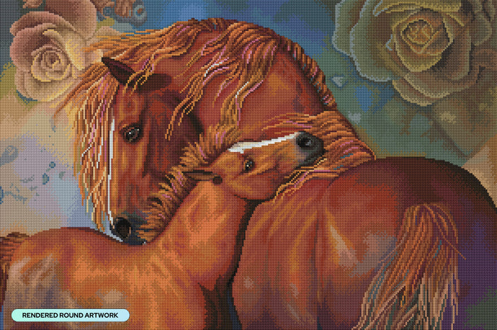 Diamond Painting MotherLove 33" x 22" (83.7cm x 55.6cm) / Round with 56 Colors including 1 AB and 3 Fairy Dust Diamonds / 61,408