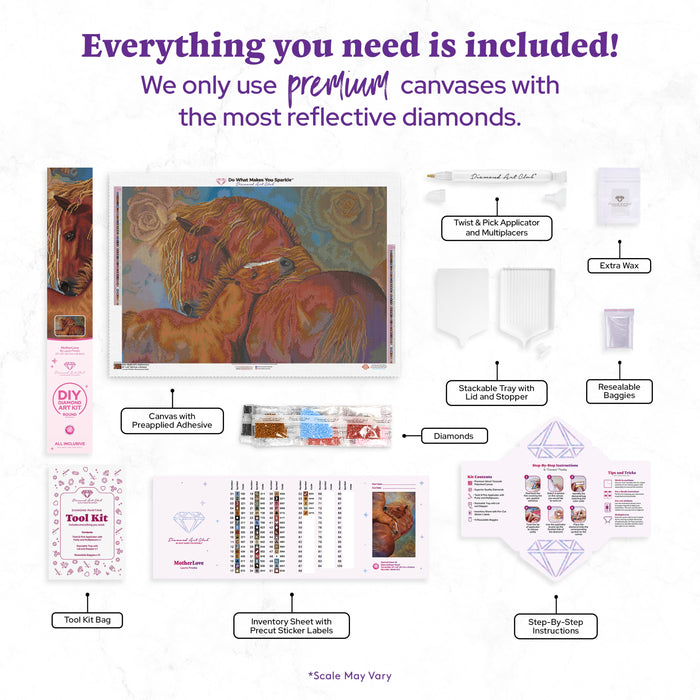 Diamond Painting MotherLove 33" x 22" (83.7cm x 55.6cm) / Round with 56 Colors including 1 AB and 3 Fairy Dust Diamonds / 61,408