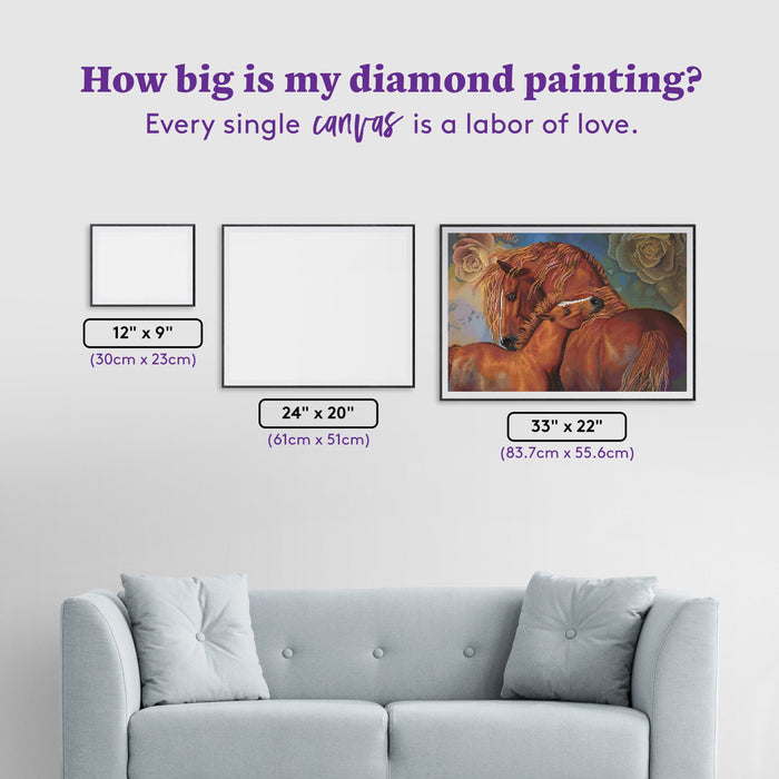 Diamond Painting MotherLove 33" x 22" (83.7cm x 55.6cm) / Round with 56 Colors including 1 AB and 3 Fairy Dust Diamonds / 61,408